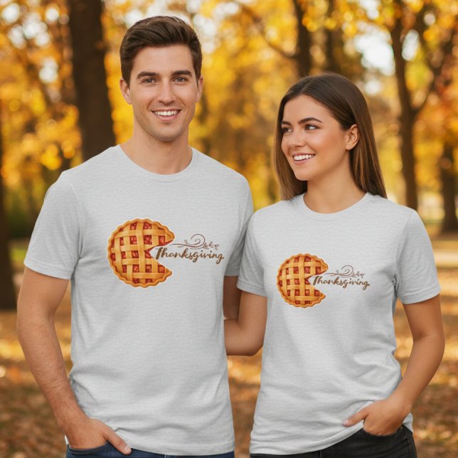 Men's Retro Arcade Pumpkin Pie Thanksgiving Tri-Blend Shirt (Creator Uploaded)