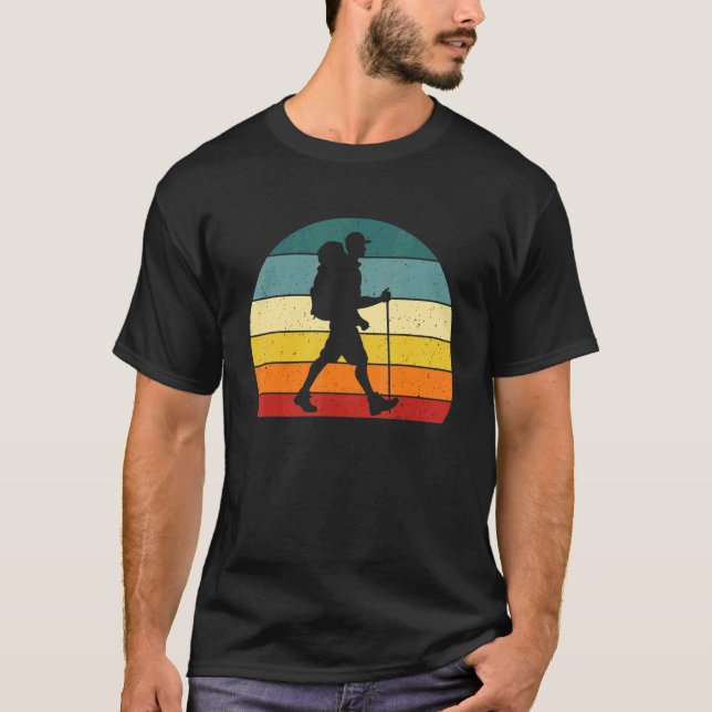 Mens Retro Backpacking Hiking Backpacker Trekking T-Shirt (Front)