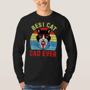 Mens Retro Best Cat Dad Ever  Cat Daddy Father's D T-Shirt