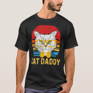 Mens Retro Cat Daddy Cat Whisperer Dad Fathers Day T-Shirt