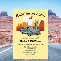 Men's Retro Classic Blue Car Desert 60th Birthday