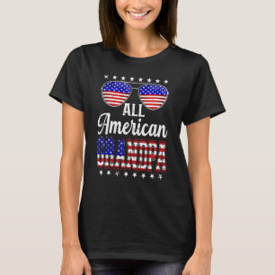 Mens Retro Father's Day All American Grandpa Us Fl T-Shirt