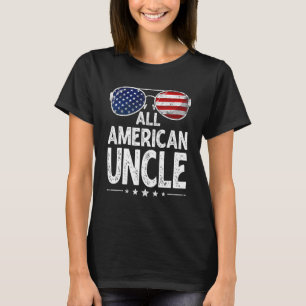 Mens Retro Father's Day Family All American Uncle  T-Shirt