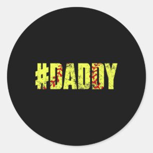 Mens Retro Fathers Day Men Softll Daddy Softll Pla Classic Round Sticker