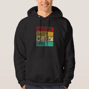 Mens Retro Husband Daddy Welder Hero Father's Day  Hoodie