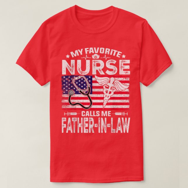 Mens Retro Men My Favourite Nurse Calls Me FatherI T-Shirt (Design Front)