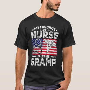 Mens Retro Men My Favourite Nurse Calls Me Gramp P T-Shirt
