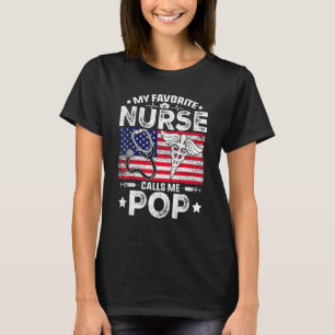 Mens Retro Men My Favourite Nurse Calls Me Pop Pat T-Shirt
