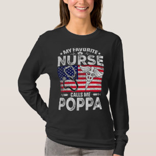 Mens Retro Men My Favourite Nurse Calls Me Poppa P T-Shirt