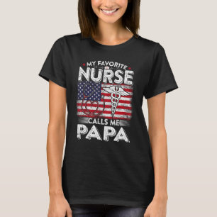 Mens Retro My Favourite Nurse Calls Me Papa Father T-Shirt
