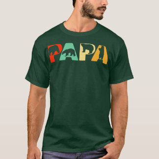 Mens Retro Papa Bear Dad Funny Bear Papa Fathers D T-Shirt