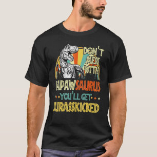 Mens Retro Papawsaurus Dinosaur Rex Vintage Father T-Shirt