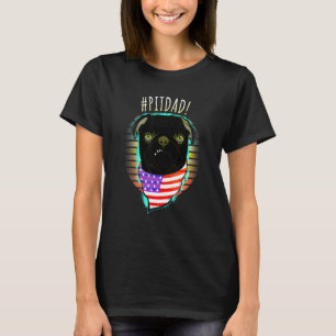 Mens Retro Pitbull Dad Pitdad American Flag Patri T-Shirt