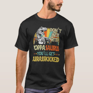 Mens Retro Poppasaurus Dinosaur Rex Vintage Father T-Shirt