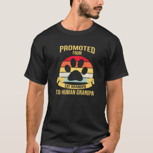 Mens Retro Promoted From Cat Grandpa To Human Gran T-Shirt