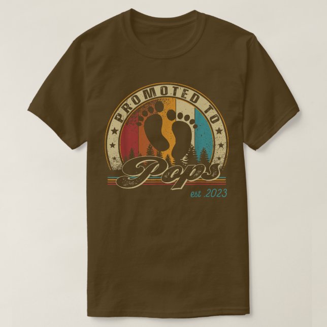 Mens Retro Promoted to Pops Est 2023 First Time Fa T-Shirt (Design Front)