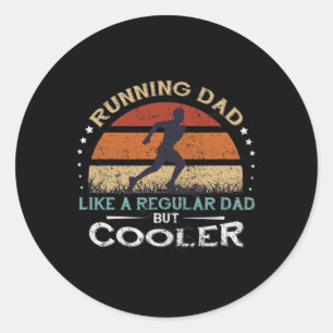 Mens Retro Running Dad Apparel Father's Day Birthd Classic Round Sticker