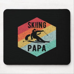 Mens Retro Skiing Papa 70's Skiers Ski Gift Mouse Pad