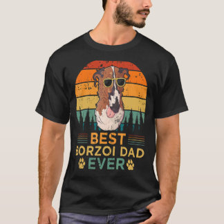 Mens Retro Style Best Borzoi Dad Ever Father's Day T-Shirt
