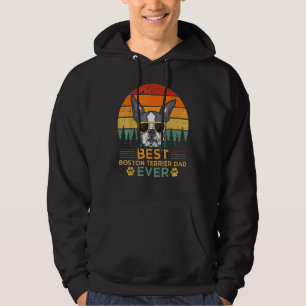 Mens Retro Style Best Boston Terrier Dad Ever Fath Hoodie