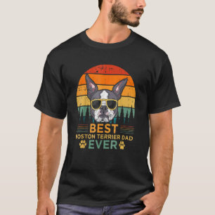 Mens Retro Style Best Boston Terrier Dad Ever Fath T-Shirt