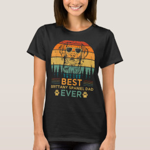 Mens Retro Style Best Brittany Spaniel Dad Ever Fa T-Shirt