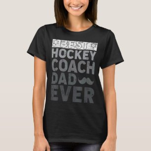 Mens Retro Style Best Hockey Coach Dad Ever Hockey T-Shirt