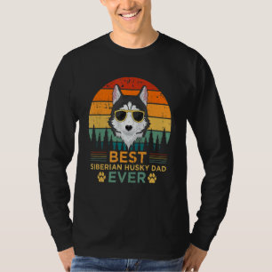 Mens Retro Style Best Siberian Husky Dad Ever Fath T-Shirt