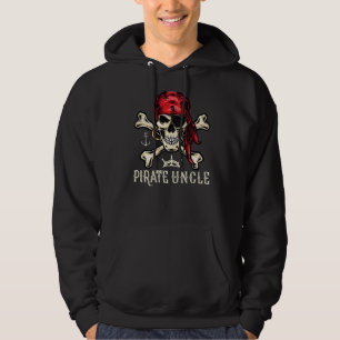 Mens Retro Style Skull Skeleton Pirate Uncle Fathe Hoodie