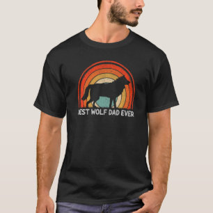 Mens Retro Style Vintage Best Wolf Dad Ever Father T-Shirt
