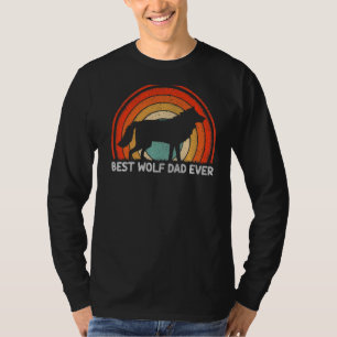 Mens Retro Style Vintage Best Wolf Dad Ever Father T-Shirt
