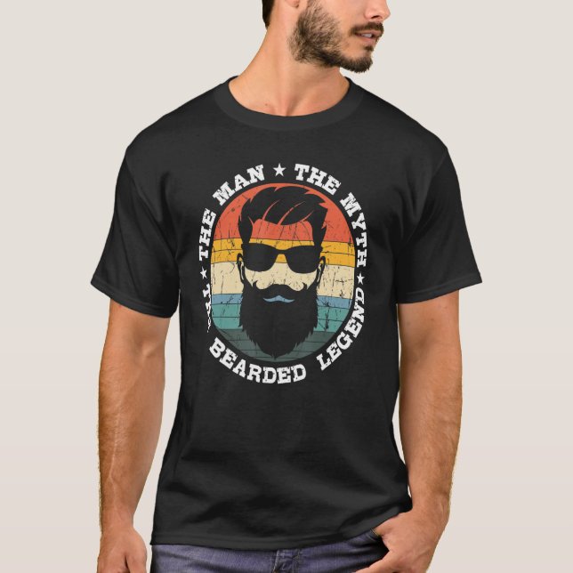 Mens Retro The Man The Myth The Bearded Legend Fat T-Shirt (Front)