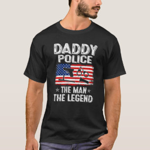Mens Retro Us Flag Father's Day Daddy Police T-Shirt
