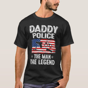 Mens Retro Us Flag Father's Day Daddy Police The L T-Shirt