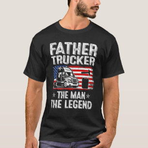 Mens Retro Us Flag Father's Day Father Trucker The T-Shirt