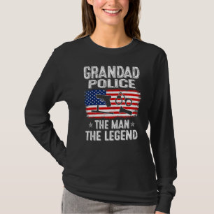 Mens Retro Us Flag Father's Day Grandad Police The T-Shirt