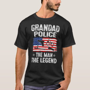 Mens Retro Us Flag Father's Day Grandad Police The T-Shirt