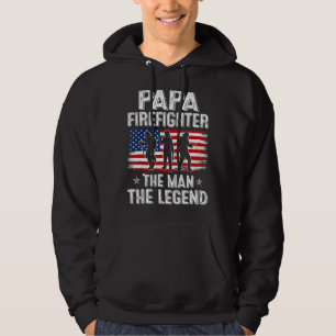 Mens Retro Us Flag Father's Day Papa Firefighter T Hoodie