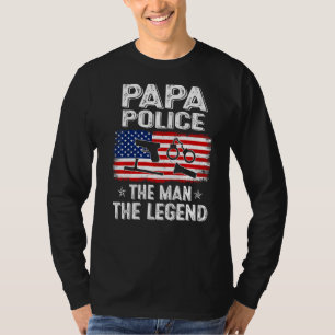 Mens Retro Us Flag Father's Day Papa Police The Le T-Shirt