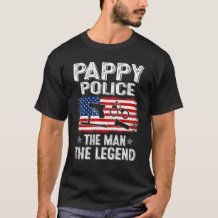 Mens Retro Us Flag Father's Day Pappy Police The L T-Shirt
