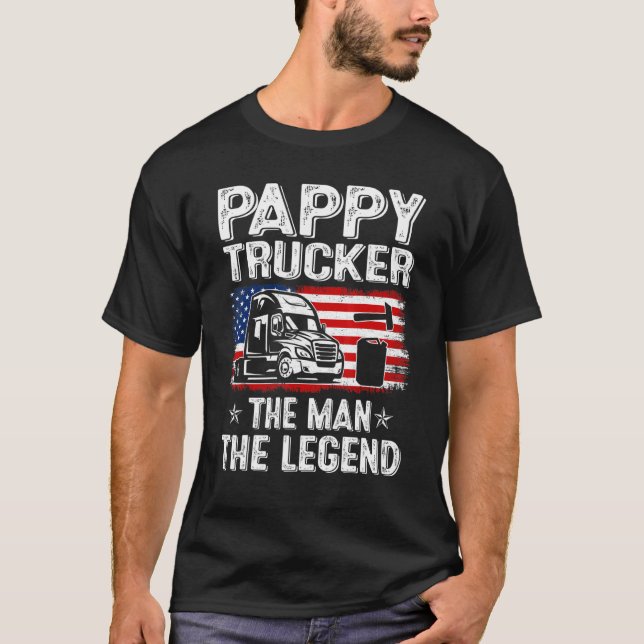 Mens Retro Us Flag Father's Day Pappy Trucker The  T-Shirt (Front)