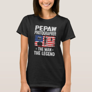 Mens Retro Us Flag Father's Day Pepaw Photographer T-Shirt