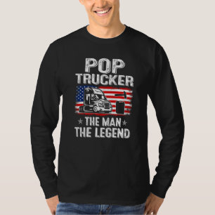 Mens Retro Us Flag Father's Day Pop Trucker The Le T-Shirt