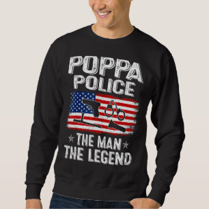 Mens Retro Us Flag Father's Day Poppa Police The L Sweatshirt
