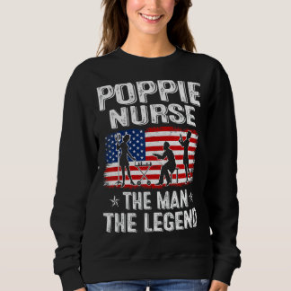 Mens Retro Us Flag Father's Day Poppie Nurse The L Sweatshirt