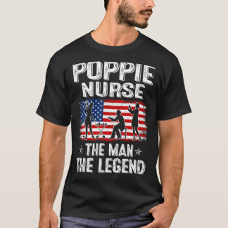 Mens Retro Us Flag Father's Day Poppie Nurse The L T-Shirt