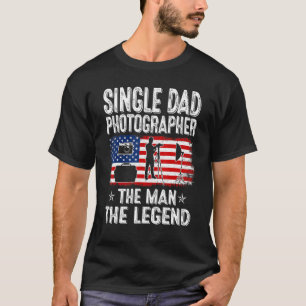 Mens Retro Us Flag Fathers Day Single Dad Photogra T-Shirt