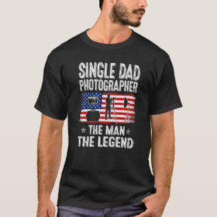 Mens Retro Us Flag Fathers Day Single Dad Photogra T-Shirt