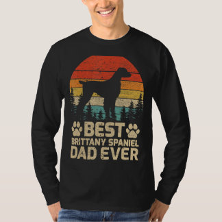 Mens Retro Vintage Best Brittany Spaniel Dad Ever  T-Shirt