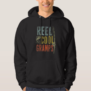 Mens Retro Vintage Reel Cool Gramps Fishing Father Hoodie